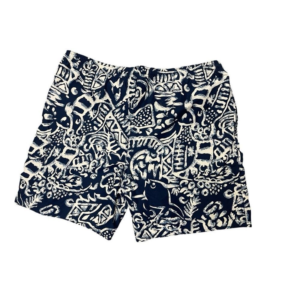 Natural Life Printed Shorts Size Large Navy White Elastic Waist Casual Beach
